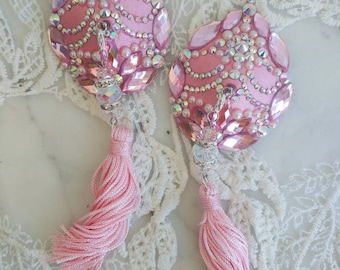 The Pink Queen burlesque pasties nipple tassels nippies by D. Lovely Pasties Design