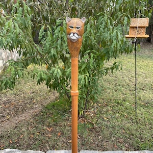 Cougar hiking stick, hiking staff, walking staff, wood hiking stick, art hiking stick, hiking stick, mountain stick, walking cane, staff