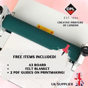 Lino Cut Press, Intaglio, Collograph, Intaglio, Printmaking. Made from Casting & Metal. Rubber rollers for optimum and even pressure