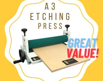 Intaglio Etching Press, Lino Cut Press, Collograph, Intaglio, Printmaking. Made from from Casting & Metal. Rubber rollers for better prints.