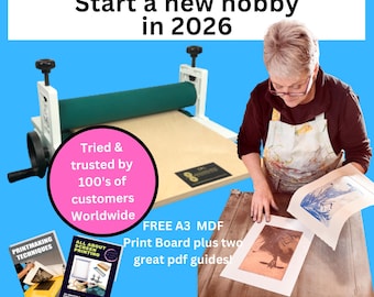 Intaglio Etching Press, Lino Cut Press, Collograph, Intaglio, Printmaking. Made from from Casting & Metal. Rubber rollers for better prints.