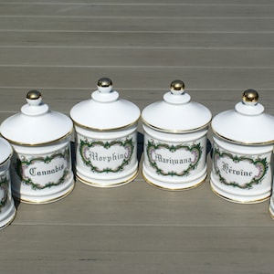 EEN zeer zeldzame vintage Limoges porseleinen apothekerspot met deksel keramische apotheekpot medicijncontainer stashbox