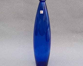 Cobalt blue glass vase tall soliflore vessel vintage Zwiesel glass Germany vase decorative bottle colored glass amphora jar