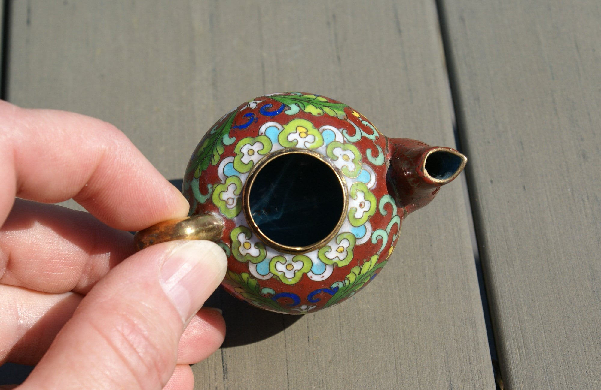 Miniature Cloisonné Teapot Vintage Chinese Mini Teapot Tiny Ornate Tea