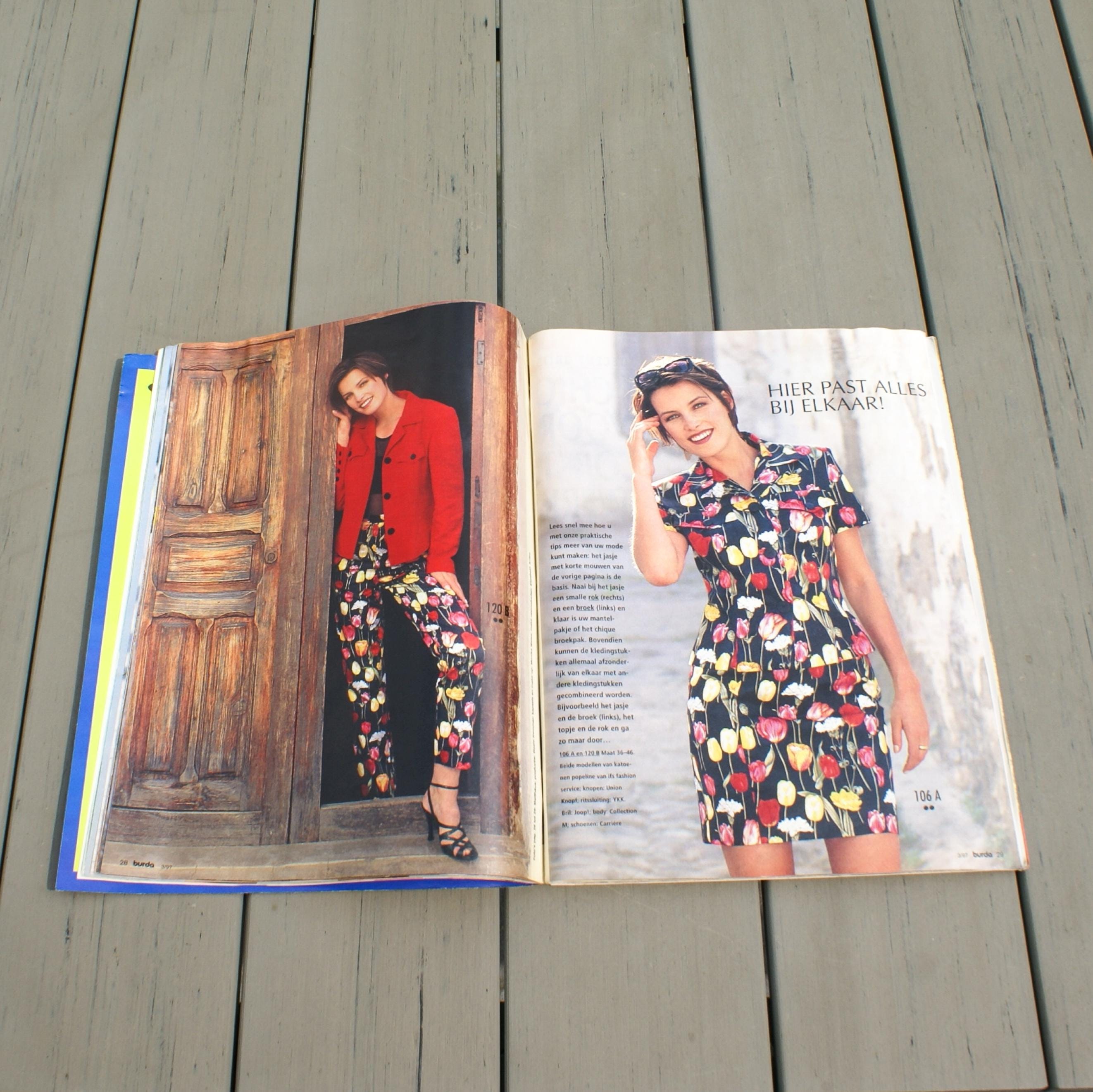 Burda Magazine March 1997 Vintage New Sewing Patterns 3/1997 Fashion  Journal Real Size Cutting Sheets Retro Models Booklet in Dutch Language -  Etsy, image size:2645x2644