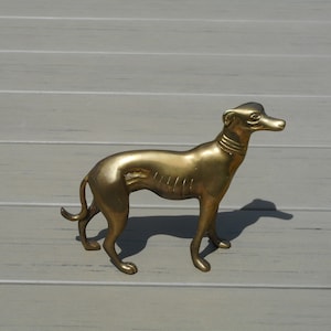 Vintage Brass Greyhound Sculpture: Whippet Dog Statuette