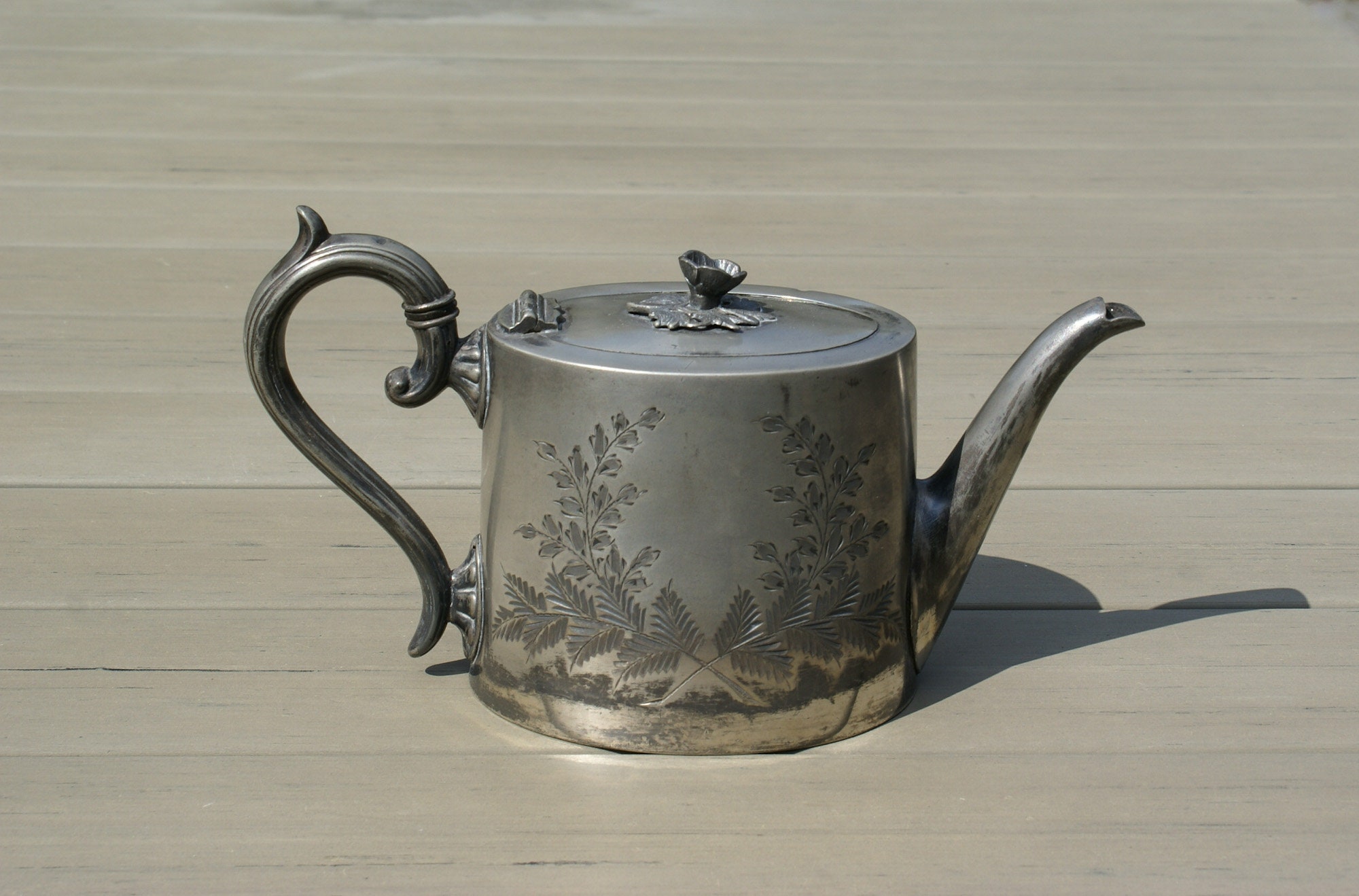 イギリス アンティーク ピューター TEA POT Sheffield 英国 Antique English Pewter Silver Plated Teapot Sheffield 19th Century
