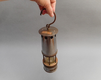 Rare vintage miner's lamp antique coal miner lantern collectible industrial décor hanging lantern steampunk props