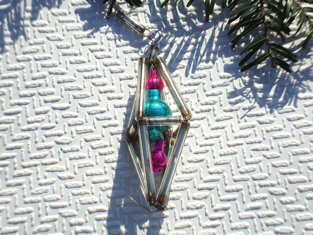 Bugle beads Christmas ornament vintage glass beads geometric Etsy