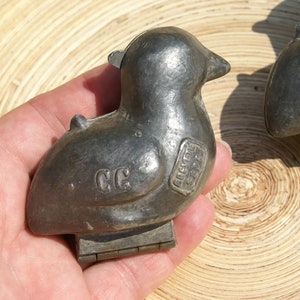 Antique Pewter Chicken Mold: French Chocolate Candy Form, Brevete SGDG