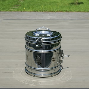 Vintage sterilizing box round medical sterilizer metal container hospital tools sterilization drum steampunk chrome décor