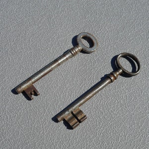 Vintage Skeleton Keys: Large Rustic Steampunk Decor (Set of 2, 4 Inch