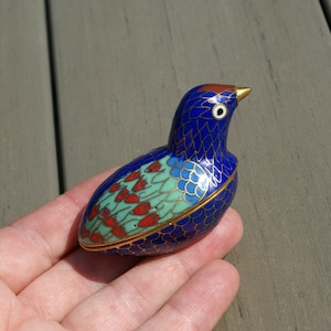Vintage Cloisonné Bird Box: Emaille Singvogel Schmuckkiste
