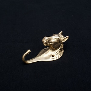 Solid brass horse head wall hook vintage metal coat rack horse shaped hanger door hook brass horse head with hook equine peg