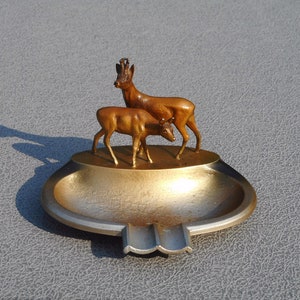 Deer ashtray vintage metal ash tray smoker gift cigarette ashtray gift for hunter table ashtray animal gifts made in Austria