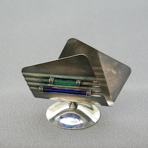 Vintage desktop mail holder small metal letter rack tabletop vintage office accessories napkin stand