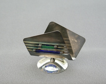 Vintage desktop mail holder small metal letter rack tabletop vintage office accessories napkin stand