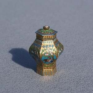 Vintage Cloisonné Ginger Jar: Japanese Crane Enamel Miniature Vessel
