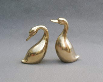 Ensemble de figurines de canard en laiton vintage, statuettes d'oie, oiseau d'eau