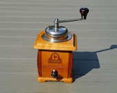 German vintage coffee grinder Lehnartz coffee mill manual coffee grinder light wood hand crank coffee grinder working burr coffee grinder