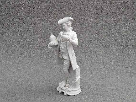 Statuette en céramique blanc mat sculpture d'homme vintage statues