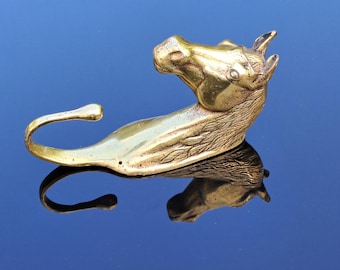 Large Solid Brass Horse Head Hook: vintage hanger Equestrian Home Decor