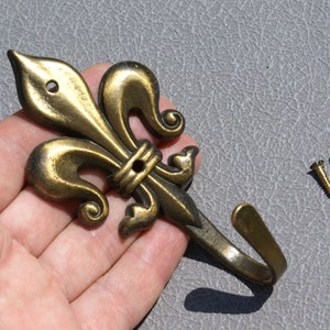 Brass Fleur de Lis Wall Hook: French Vintage Hanger