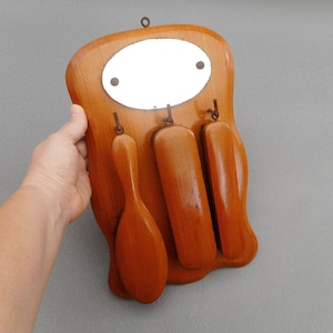 Vintage Wall Mounted Clothes Brush Set with Mirror: Entryway Organizer