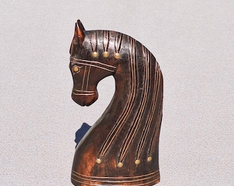 ヴィンテージ 馬の彫刻 リアルな馬の胸像 瑪瑙石彫刻 馬の頭の彫刻