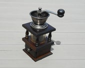 Vintage wooden coffee grinder hand mill for coffee hand crank grinder dark wood coffee mill cafe display decor vintage photo props