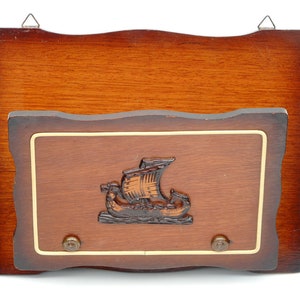 Vintage Wooden Boat Mail Holder: Wall Mount Magazine Rack
