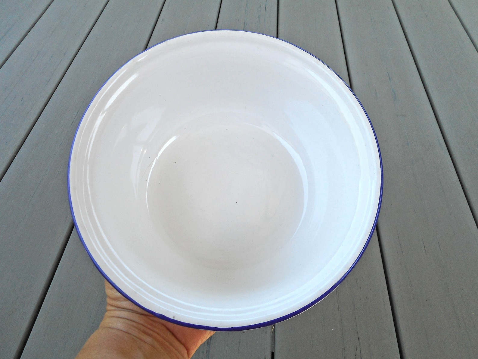 Vintage Metal Dish White Enamel Mixing Bowl Round Dish Soup Etsy