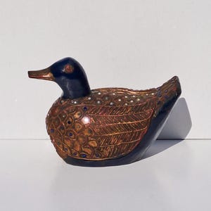 Vintage duck figurine hand painted mallard duck statuette decorative bird figure fowl sculpture poultry