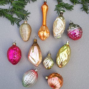Vintage Christbaumschmuck Set 10 Glaskugeln Christbaumschmuck Nostalgie Christbaumschmuck Sammlerstück Christbaumschmuck