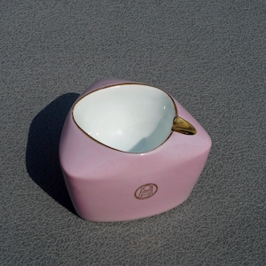 Pink ceramic ashtray vintage Horni Briza cigarette ash tray triangle stoneware ashtray