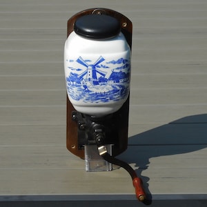 Vintage Delft Ceramic Coffee Grinder: Dutch Windmill Wall Decor