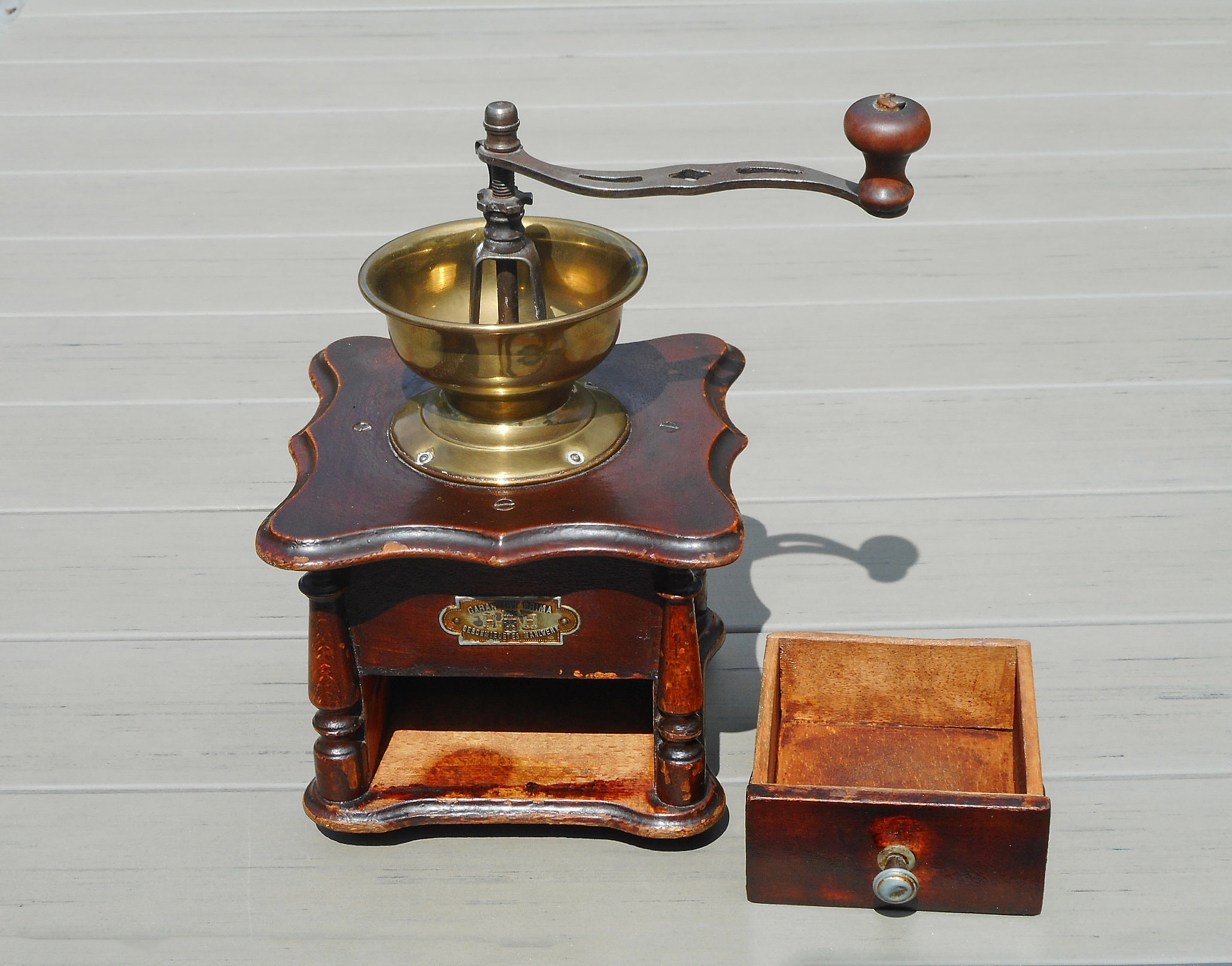 Antique Wood Coffee Grinder Harhaus Germany 1880 1900 Manual Coffee