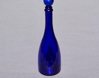 Cobalt blue glass decanter vintage carafe color glass bottle with stopper