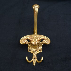 Solid brass wall hook large coat hanger vintage wall mounted clothes hanger TWO in stock