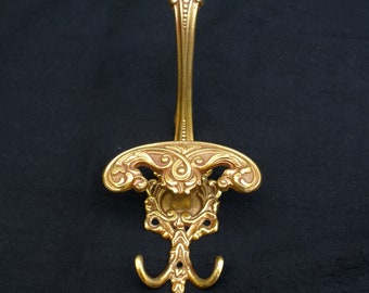 ONE Solid brass wall hook large coat hanger vintage wall mounted clothes hanger ornate brass hook