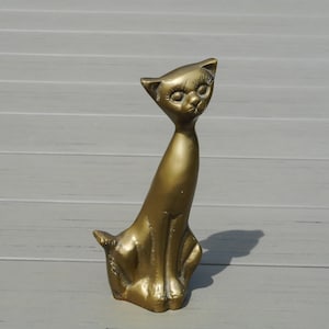 Vintage Messing Katzenfigur sitzende Katzenstatuette Metalltierskulptur Katzenliebhaber Geschenk Sammlerstück Kätzchen Statue