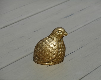 Figurine de caille en laiton vintage petite statuette de perdrix oiseau en métal presse-papiers affichage décor oiseau cadeaux