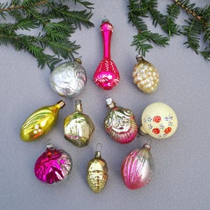 Vintage Christbaumschmuck 10 Glaskugeln Hängeornamente Baumschmuck Nostalgie Weihnachten