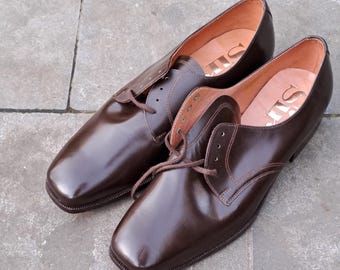 Vintage new men's formal shoes size 43 Belgian military\uniform brown leather shoes