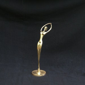 Vintage brass dancer statuette abstract ballerina figurine dancing girl sculpture minimalist ballet dancer figure brass home décor