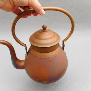 Vintage Copper Kettle: Brass Teapot, Rustic Farmhouse Decor