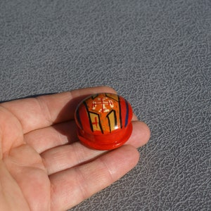 Tiny round wooden box miniature red chest with lid dollhouse chest small decorative box