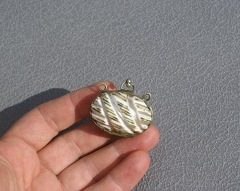 Tiny bag pendant vintage mother of pearl pill box miniature purse pendant amulet bag
