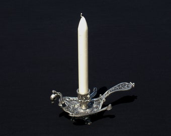 Vintage Griffin Candle Holder: Silver Finished Gothic Candlestick, dark romantic