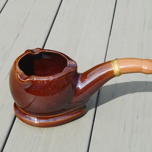 Pipe shaped ashtray brown glazed ceramic ash tray vintage smoker&#39;s accessory outdoor indoor ashtray decorative ash tray smoker gift man cave